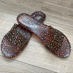 Leopard jelly flip flops